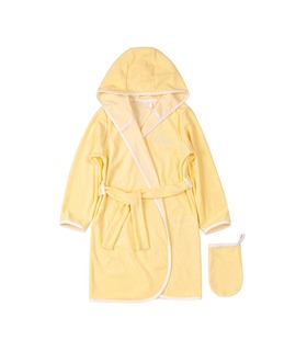 Комплект халат+мочалка КП256 YE ➤ жовтий дитячий халат з капюшоном та мочалка