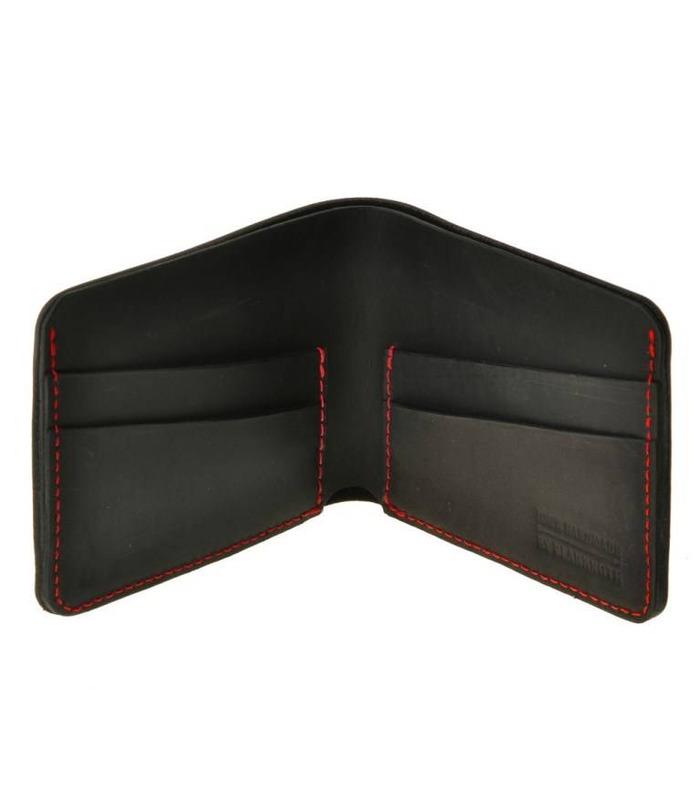 Шкіряне портмоне 4.1 з чотирма кишенями, Графіт-полуниця.