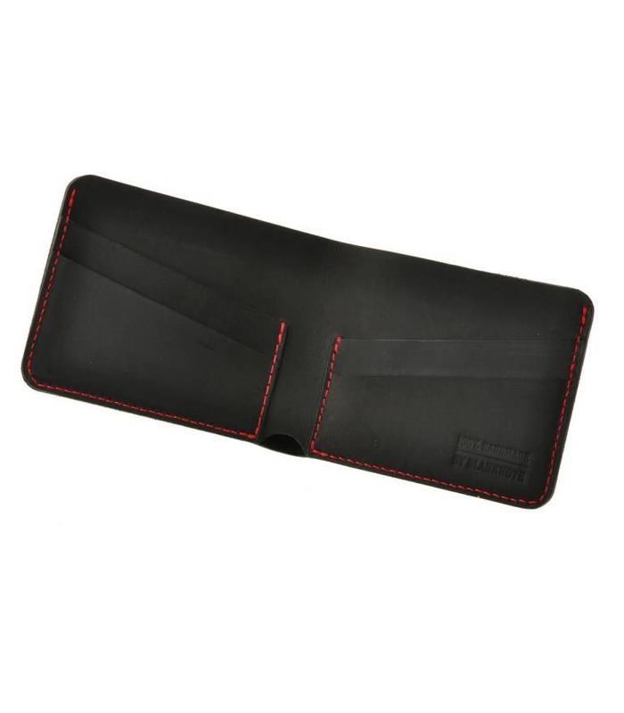Шкіряне портмоне 4.1 з чотирма кишенями, Графіт-полуниця.