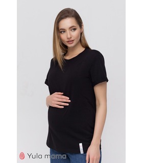 Футболка Меган CH ➤ чорна футболка вагітним та годуючим від МамаТато