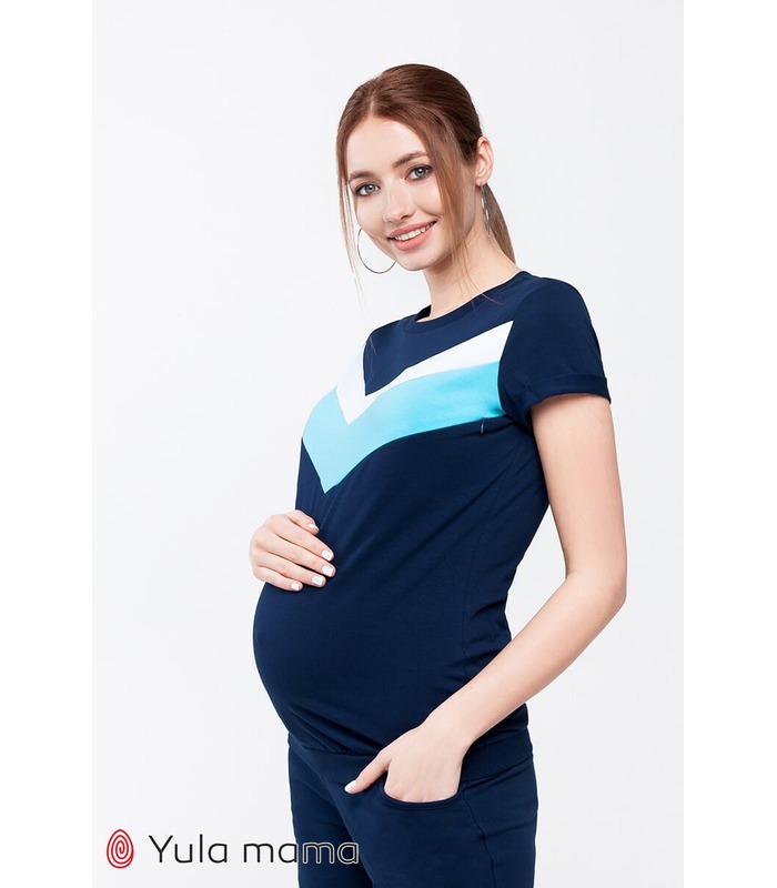 Футболка Каро TT, синяя футболка для беременной