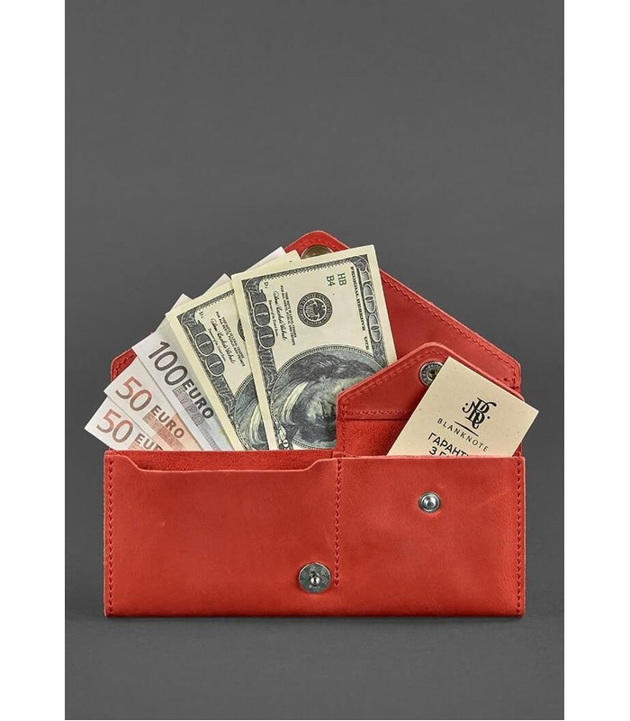 Кожаный кошелек 1.0 Коралл ᐉ Женский кошелек из натуральной кожи на МамаТато