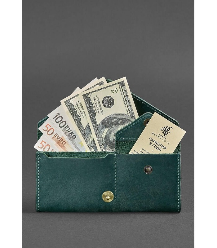 Кожаный кошелек 1.0 Изумруд ᐉ Женский кошелек из натуральной кожи на МамаТато