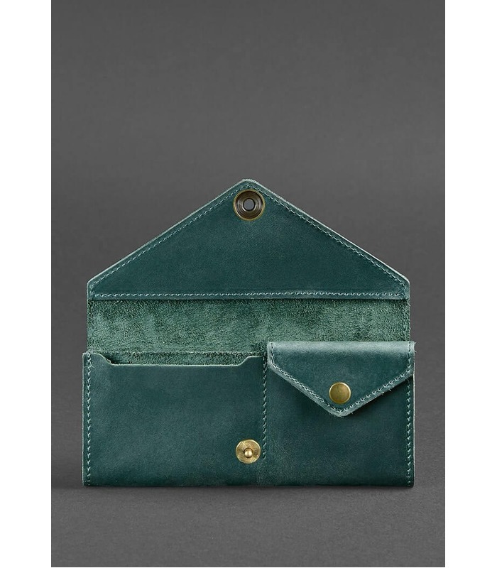 Кожаный кошелек 1.0 Изумруд ᐉ Женский кошелек из натуральной кожи на МамаТато