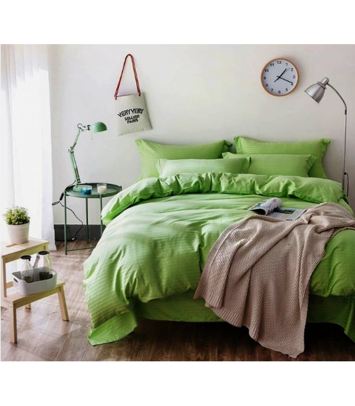 Комплект постельного белья "Greenery" Сатин Stripe из 100% хлопка, полоса 1/1 см
