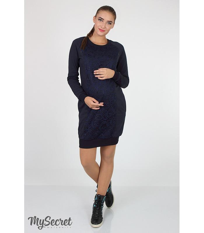 Сукня Маргарита, синя трикотажна сукня вагітним та годуючим