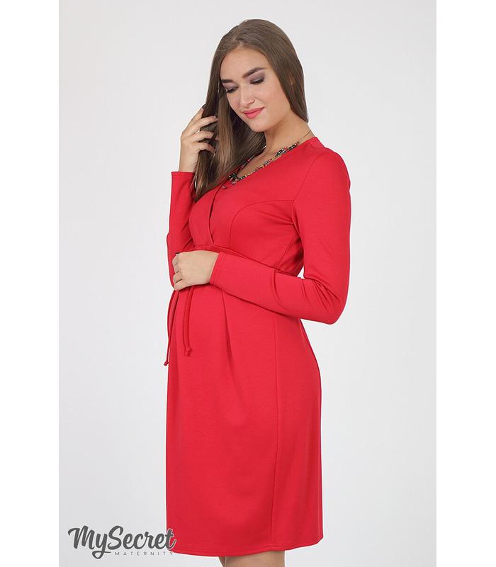 Сукня Вінона, червона трикотажна сукня для вагітних, червоні сукні для годуючих