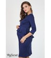 Сукня Кетрин-6, синее платье с баской для беременных и кормящих