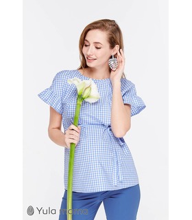 Блуза Марион KL ➤ летняя блуза в клеточку для беременных и кормящих