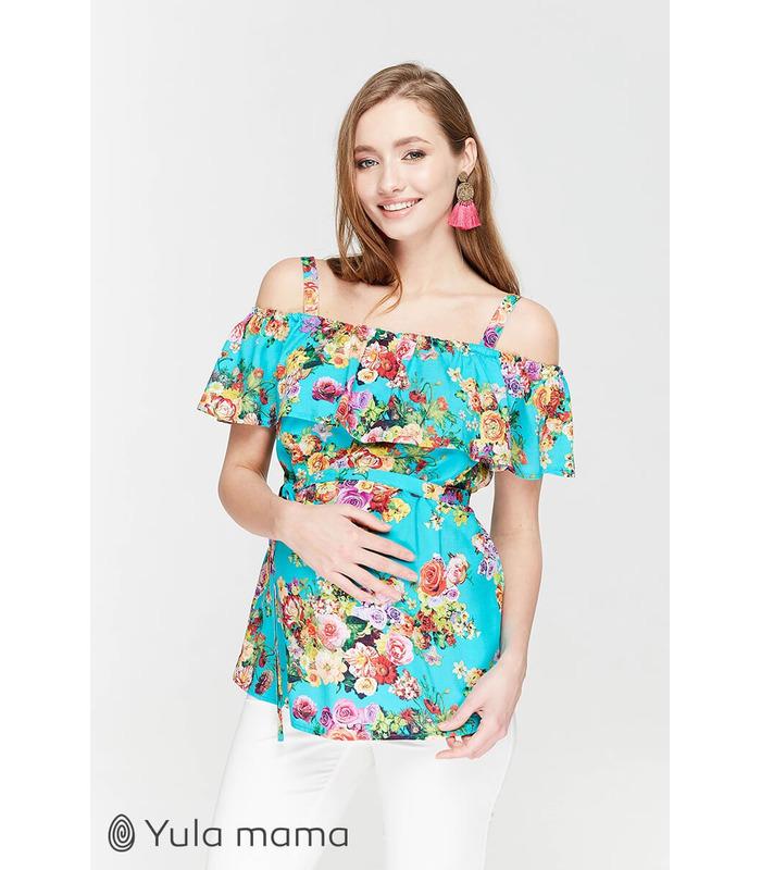 Блуза Бренда AQ ➤ блакитна блуза для вагітних та годуючих