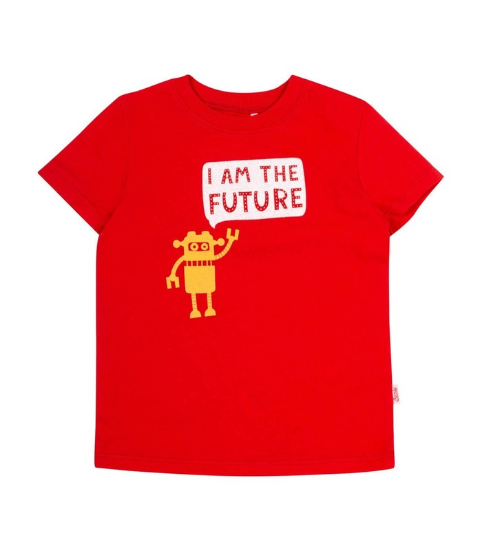 Футболка детская ФБ801 RE, красная футболка с роботом