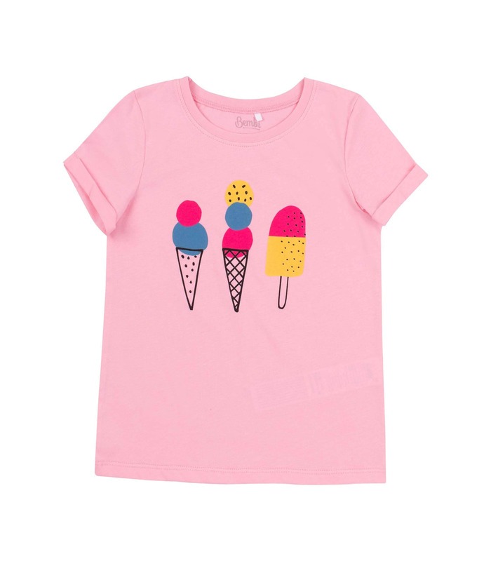 Футболка детская ФБ813 RO, розовая футболка с мороженым