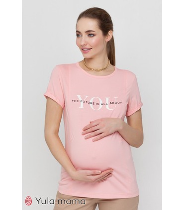 Футболка Донна R1, розовая футболка для беременных и кормящих