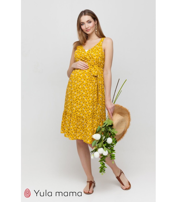 Сарафан Шанталь YE, жовтий сарафан у квіточку вагітним та годуючим