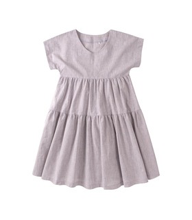 Платье детское ПЛ337 GR, серое льняное платье для девочки
