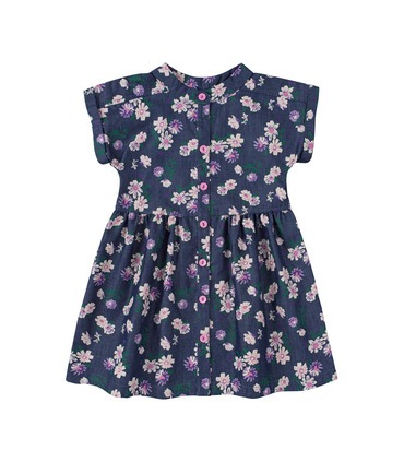 Платье детское ПЛ339, детское джинсовое платье в цветочек