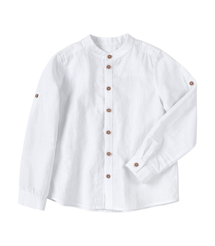 Рубашка детская РБ150 WH, детская белая рубашка из льна