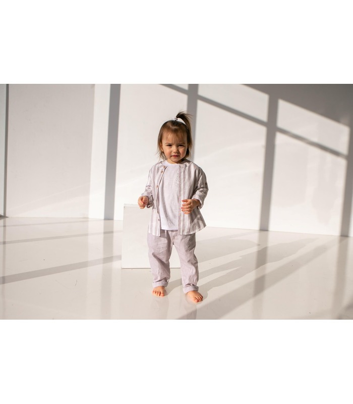 Рубашка детская РБ149 SM, детская льняная рубашка в полоску