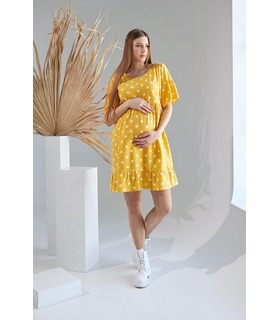 Сукня Флаві ➤ жовта сукня у горошок вагітним та годуючим від МамаТато
