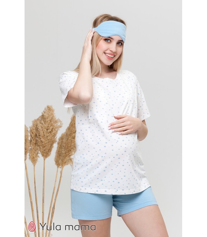 Пижама Дженис BB, голубая пижама беременным и кормящим