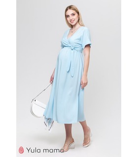 Платье Гретта BB, летнее голубое платье беременным и кормящим