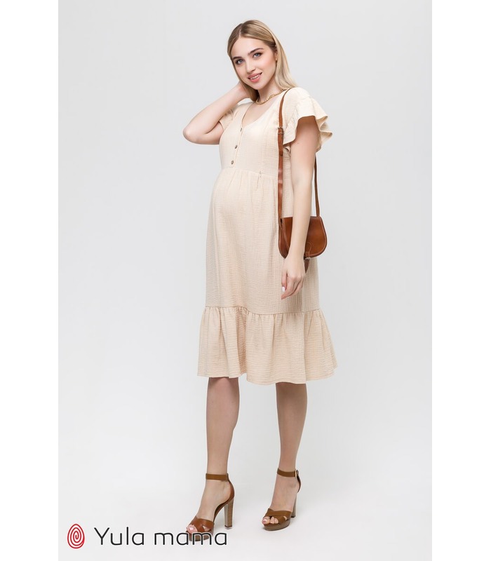 Сукня Фелісіті KR, кремова літня сукня майбутнім мамам