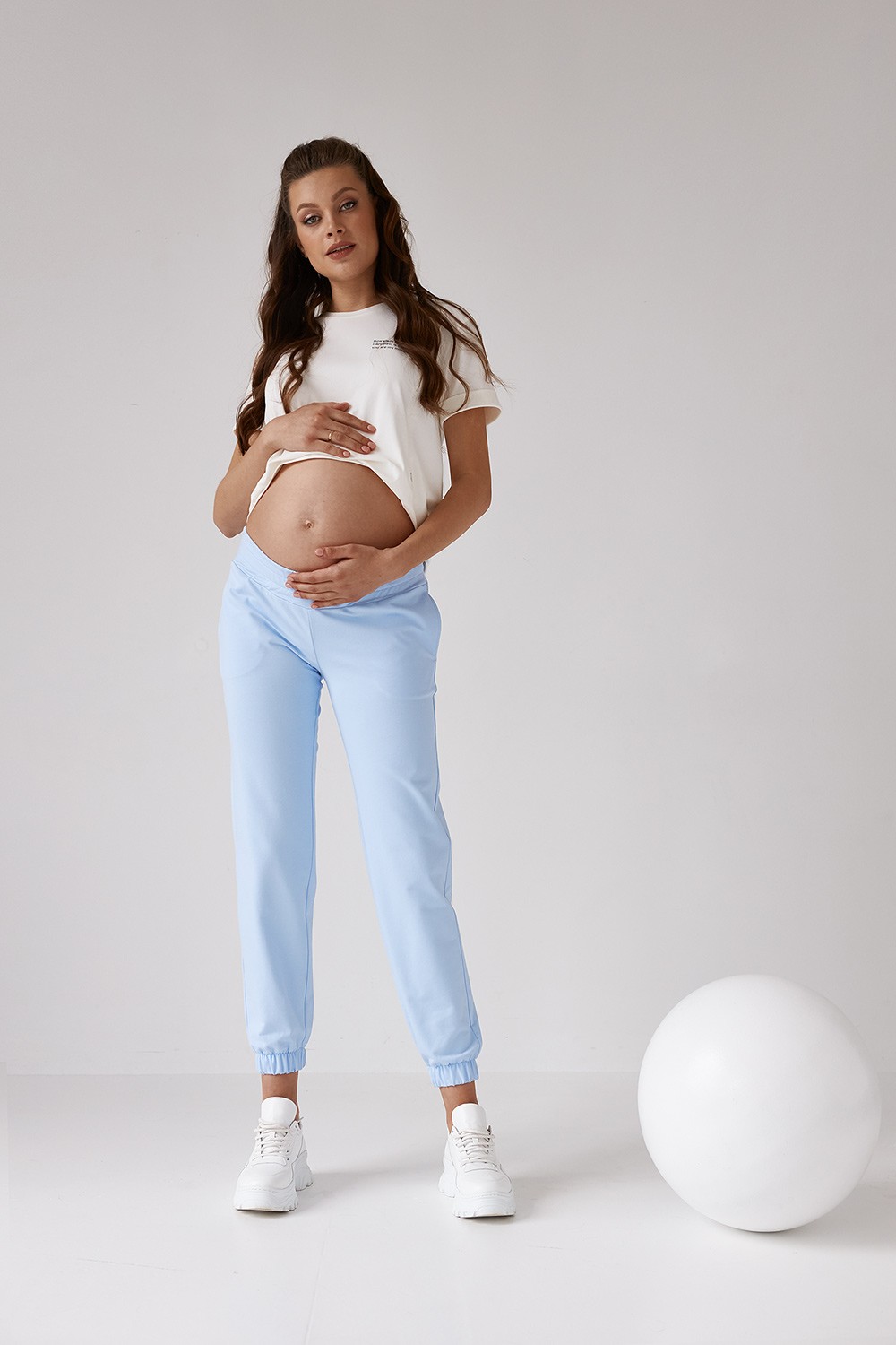 Штаны Берк BB ➤ голубые штаны джоггеры беременным от МамаТато Размер M ЦветГолубой