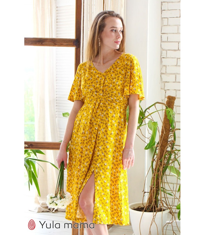 Сукня Ванесса, жовта сукня у квіточку вагітним та годуючим