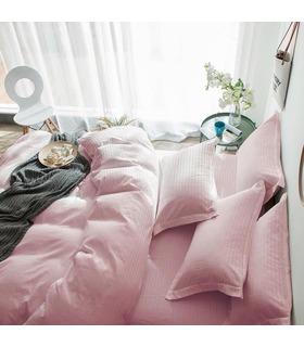 Комплект постельного белья "Lux Pink" Сатин Stripe из 100% хлопка, полоса 1/1 см
