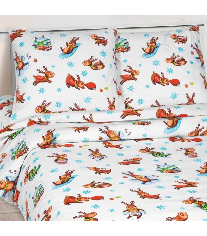 Дитяча постільна білизна "Оленята" ᐉ натуральна тканина поплін, вироблено в Україні