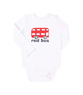 Боді БД186 WH ➤ білий дитячий бодік з червоним автобусом від МамаТато