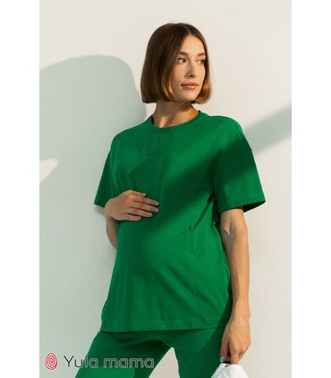 Футболка Муза GR, зеленая футболка для кормления и беременным
