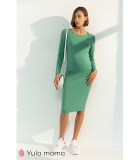 Платье Лилиан GR ➤ трикотажное зеленое платье беременным и кормящим от МамаТато