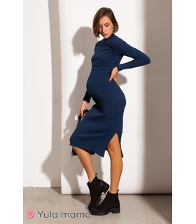 Платье Сальма TT ➤ синее платье в рубчик беременным и кормящим от МамаТато