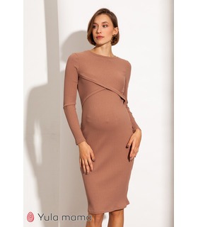 Платье Лили Новая CA ➤ облегающее коричневое платье беременным и кормящим от МамаТато