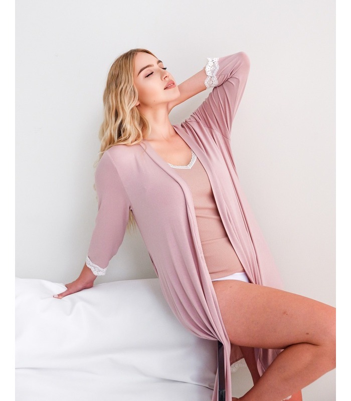 Халат з мереживом V7707