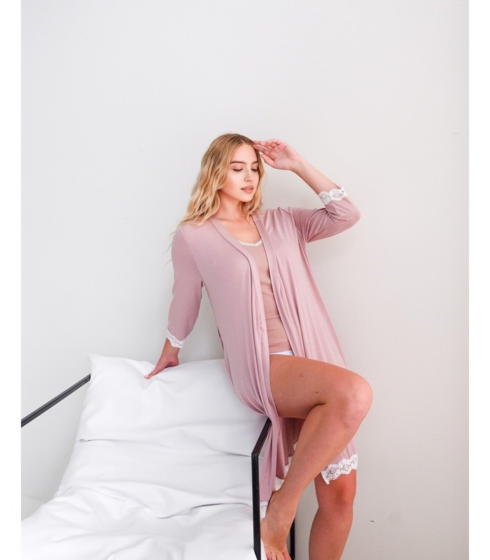 Халат з мереживом V7707