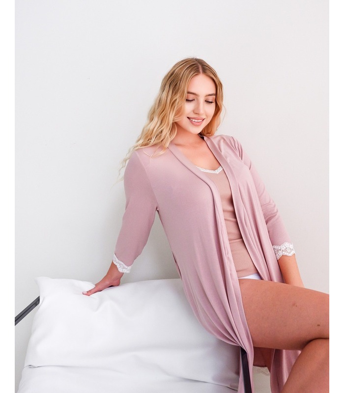 Халат з мереживом V7707