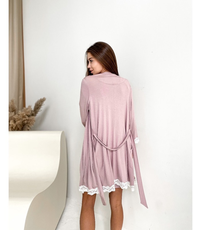Халат з мереживом V7707