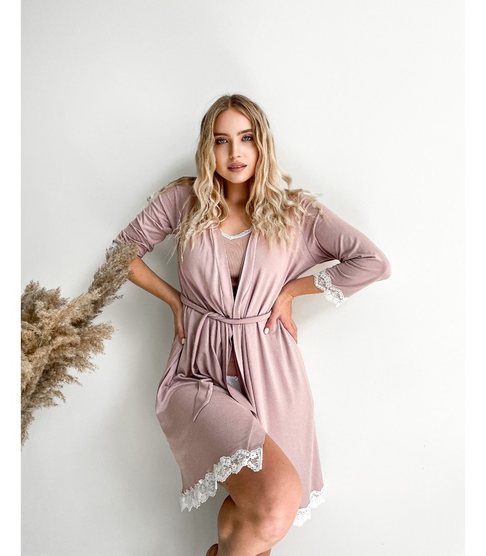 Халат с кружевом V7707