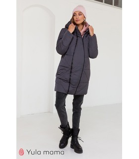 Пальто Енжі GR ➤ сіре зимове пальто зі вставкою для вагітних