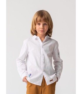 Рубашка детская РБ157 ➤ белая лляная рубашка мальчику от МамаТато