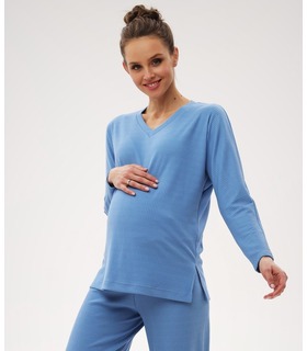 Кофта для вагітних мод.2211 1596 ➤ блакитна трикотажна кофта вагітним від МамаТато