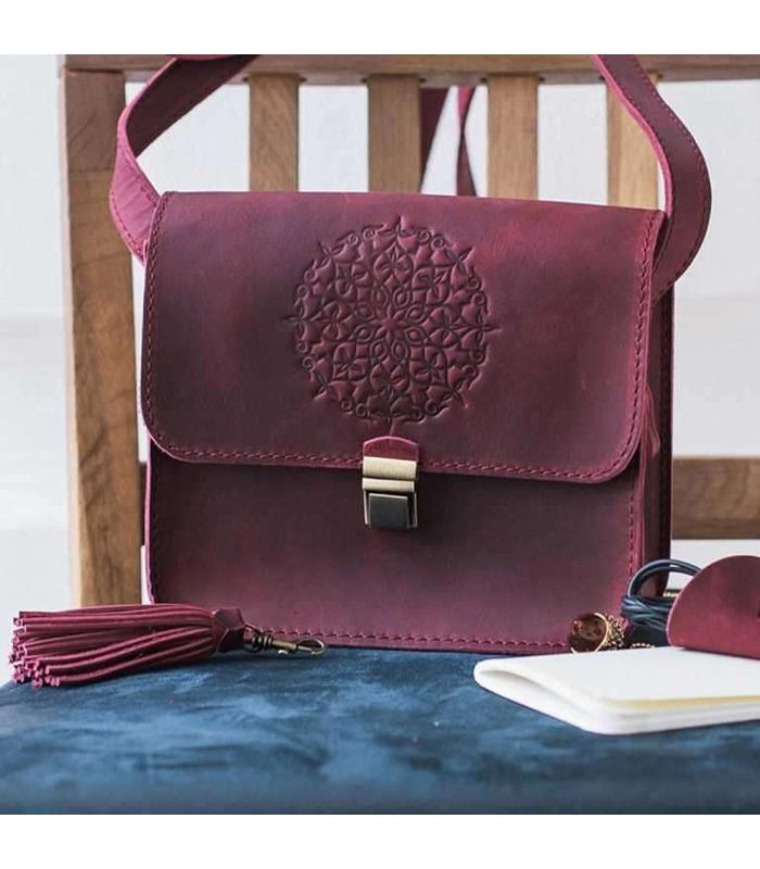 Жіноча Бохо-сумка "Лілу" (Виноград/Корал).