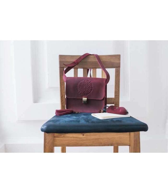 Жіноча Бохо-сумка "Лілу" (Виноград/Корал).