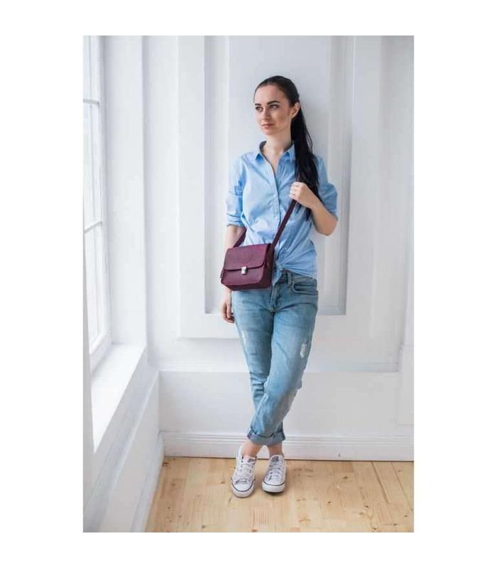 Жіноча Бохо-сумка "Лілу" (Виноград/Корал).