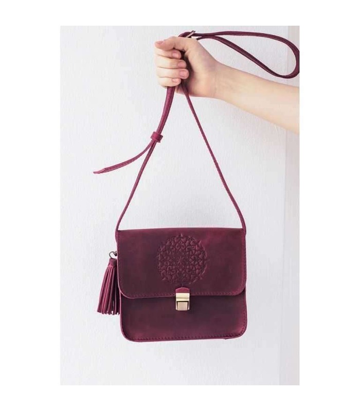 Жіноча Бохо-сумка "Лілу" (Виноград/Корал).