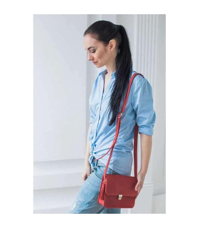 Жіноча Бохо-сумка "Лілу" (Виноград/Корал).