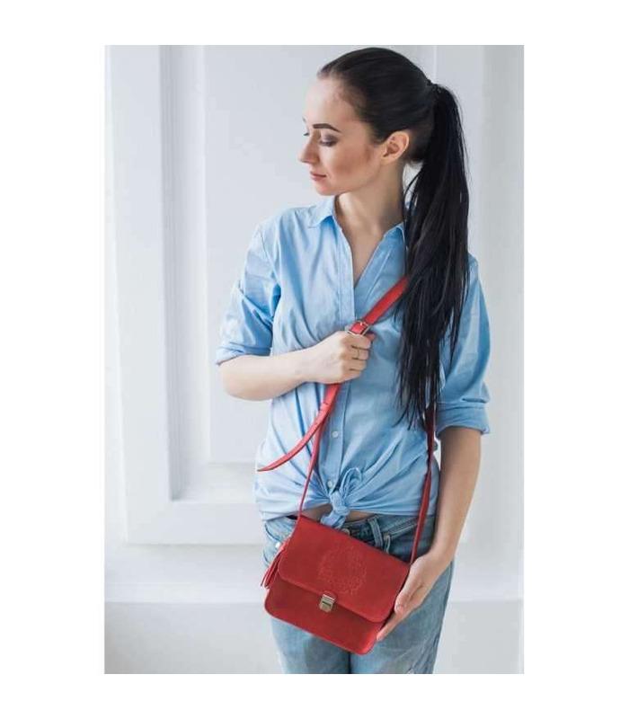 Жіноча Бохо-сумка "Лілу" (Виноград/Корал).