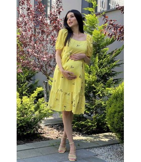 Сукня для вагітних мод.2221 1630 ➤ жовта сукня з пташками вагітним та годуючим від МамаТато